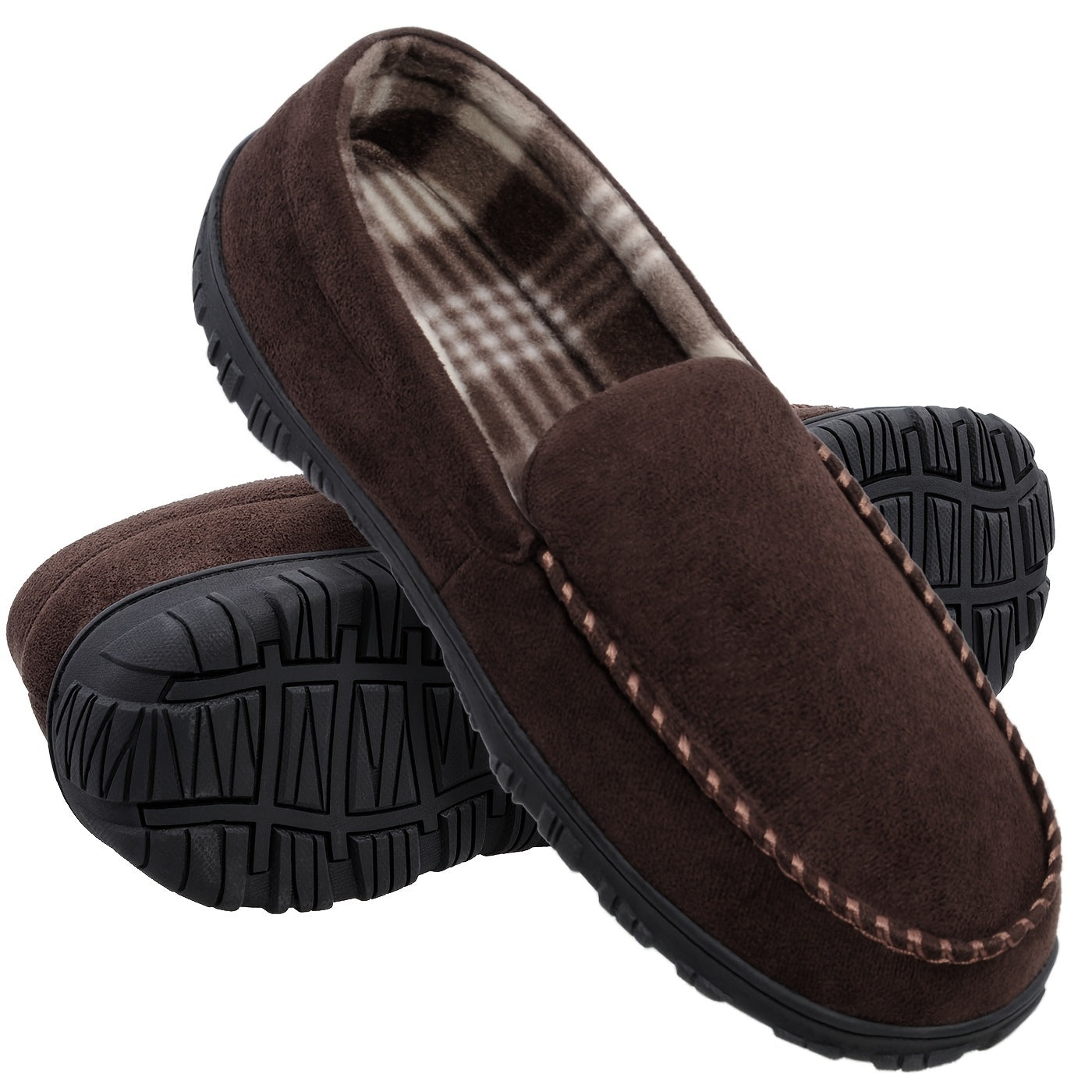 Pantoufles mocassin pour homme avec mémoire de forme, chaussure d'intérieur et d'extérieur avec semelle en caoutchouc.