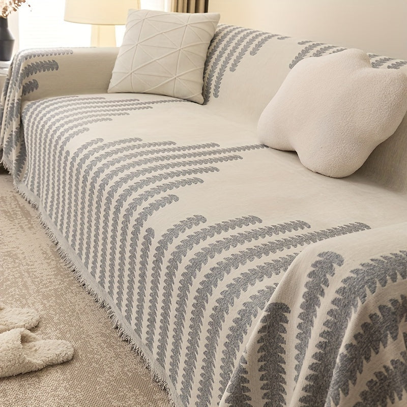 Housse de canapé en chenille et franges