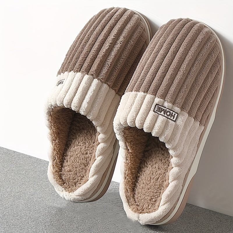 Pantoufles d’hiver en peluche pour homme, grandes tailles, chaussures fourrées unisexes.