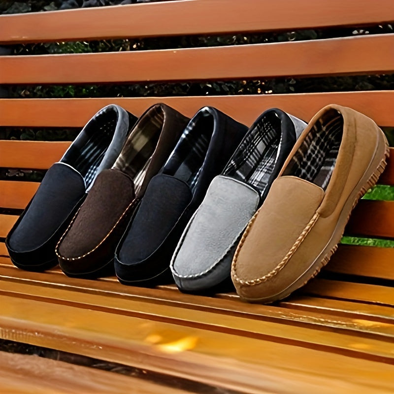 Pantoufles mocassin pour homme avec mémoire de forme, chaussure d'intérieur et d'extérieur avec semelle en caoutchouc.