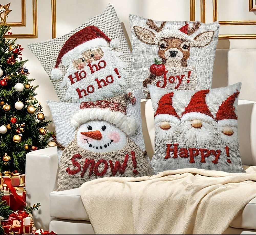 4 housses de coussins décoratifs festifs de Noël﻿