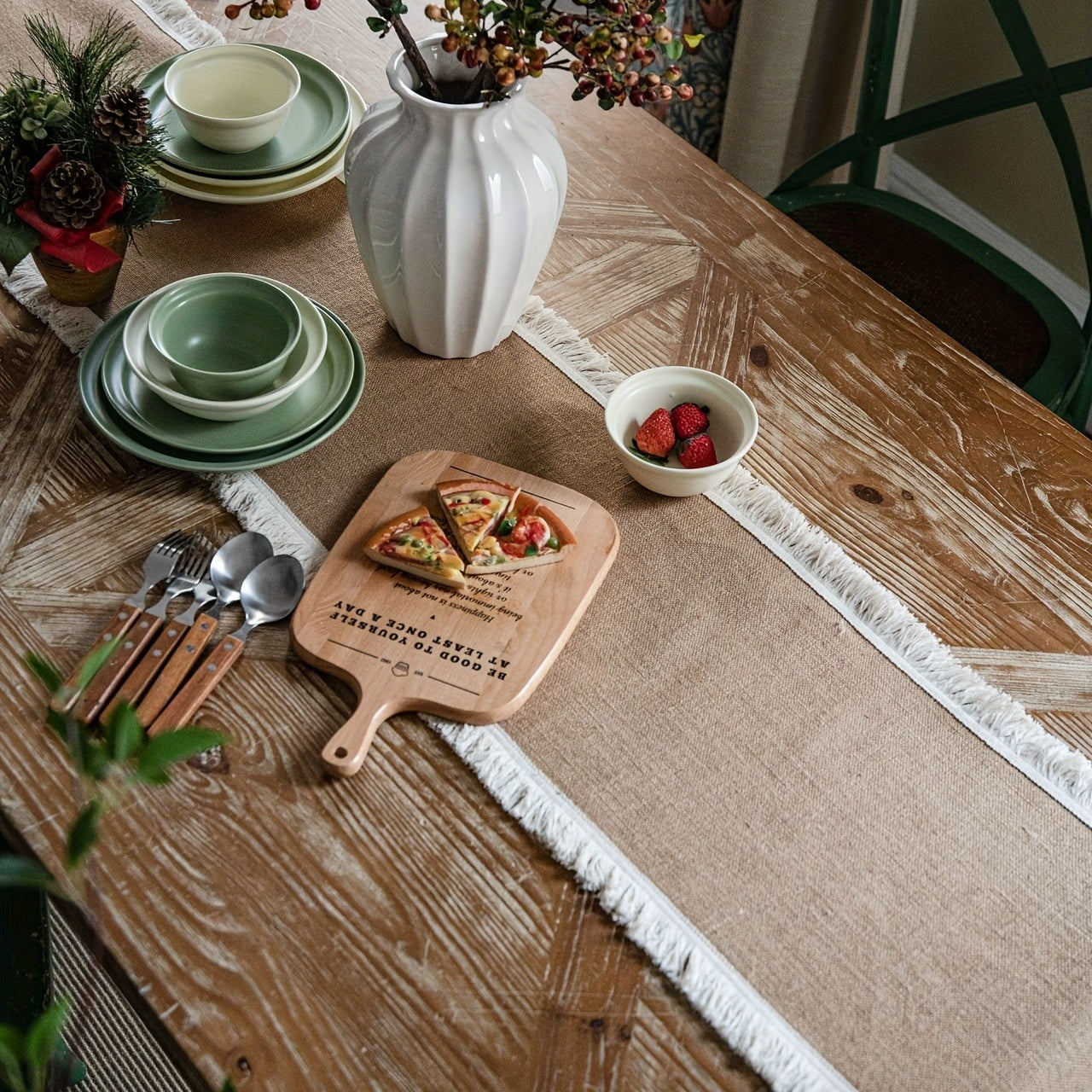 Chemin de table rustique en jute naturelle