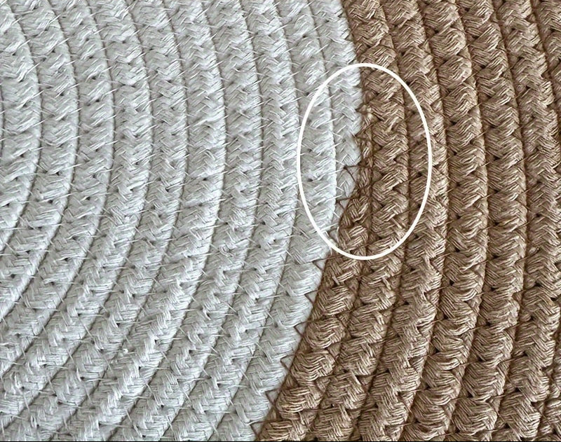 Tapis de sol ovale à rayures bicolores de style bohème avec franges