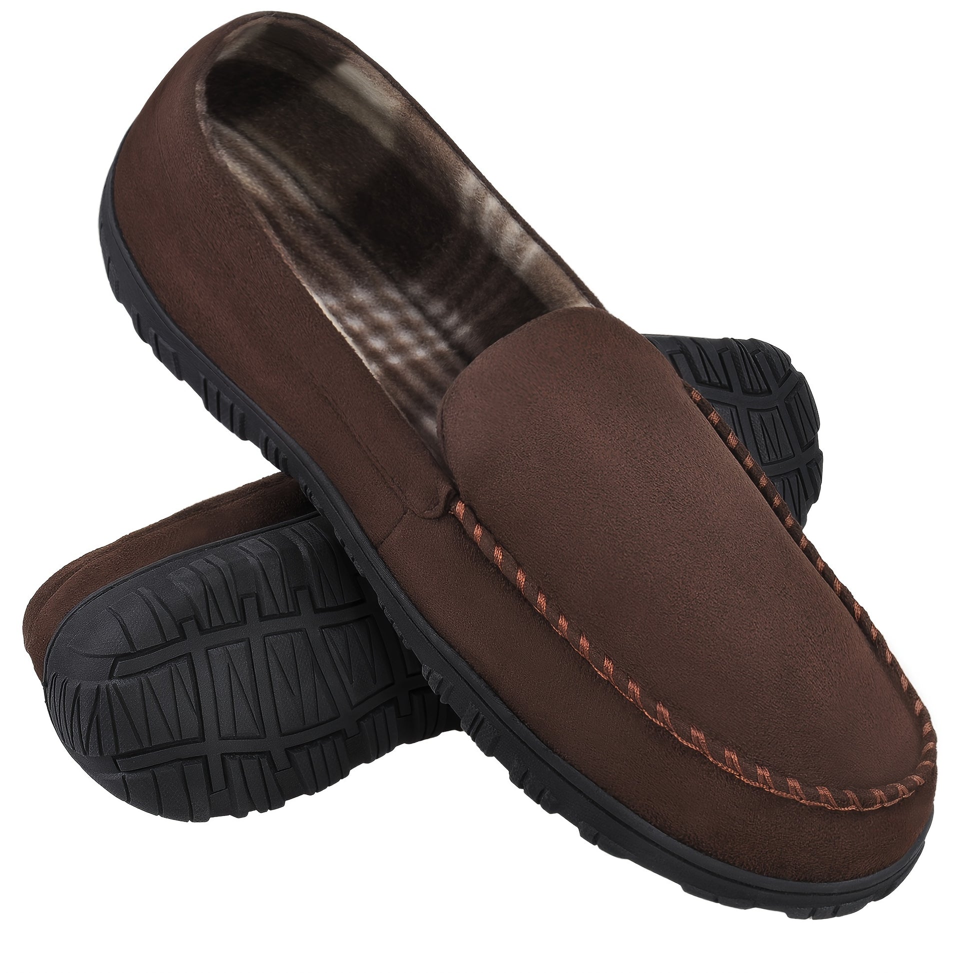Pantoufles mocassin pour homme avec mémoire de forme, chaussure d'intérieur et d'extérieur avec semelle en caoutchouc.