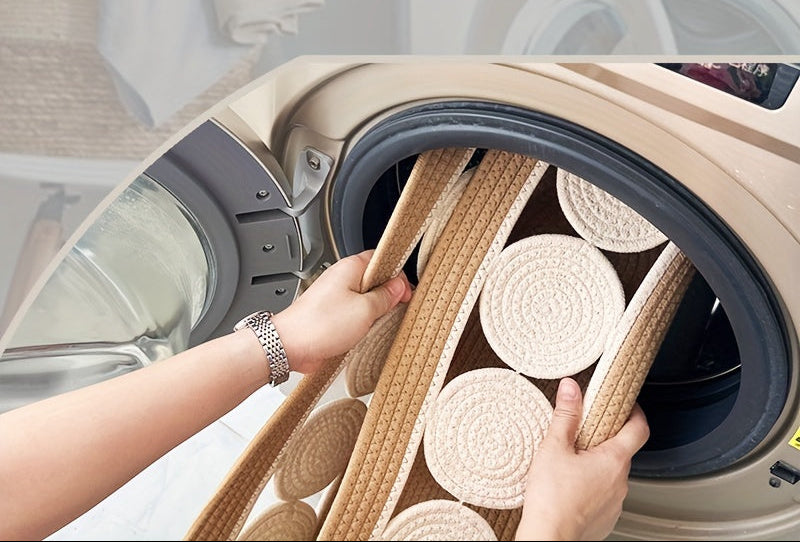 Ensemble de Tapis de Sol en Lin Tissé Main Style Bohème - Antidérapant et Lavable