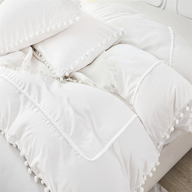 Parure de lit française charmante toutes saisons avec pompons