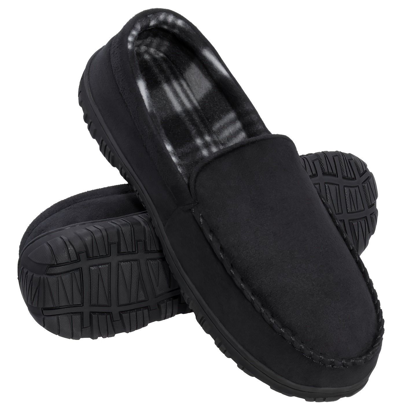 Pantoufles mocassin pour homme avec mémoire de forme, chaussure d'intérieur et d'extérieur avec semelle en caoutchouc.