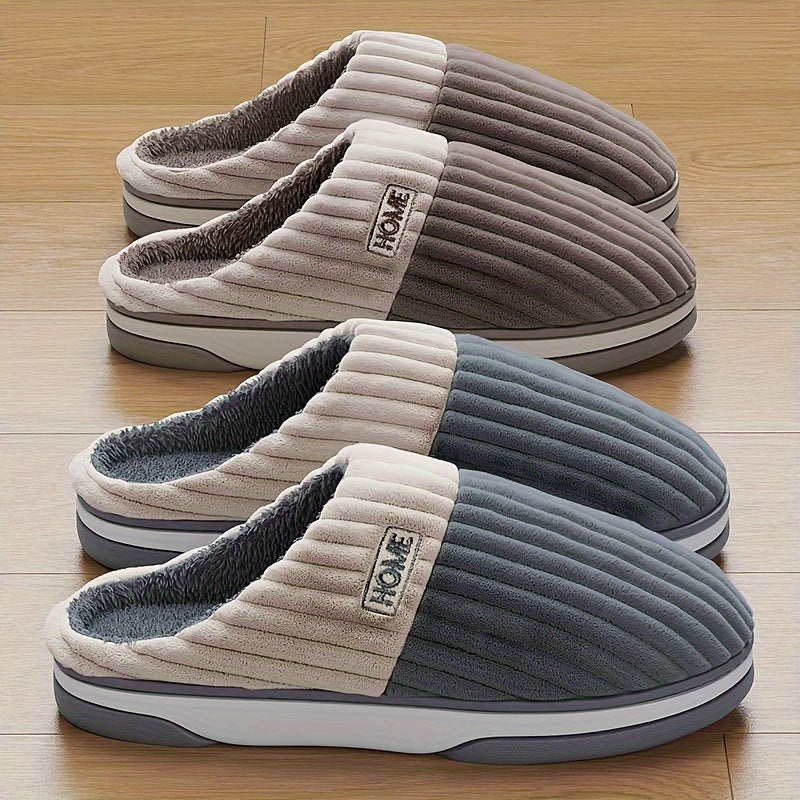 Pantoufles d’hiver en peluche pour homme, grandes tailles, chaussures fourrées unisexes.