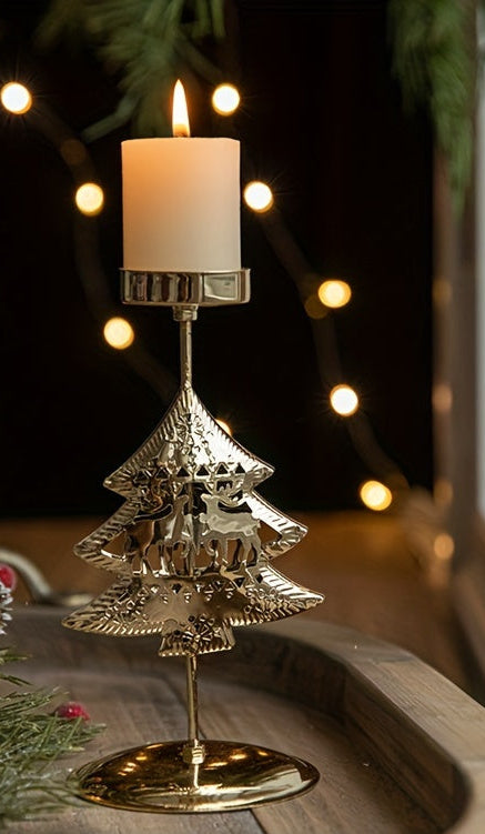 Bougeoir en métal motif sapin de Noël ,flocon, étoile et fleur de Noël