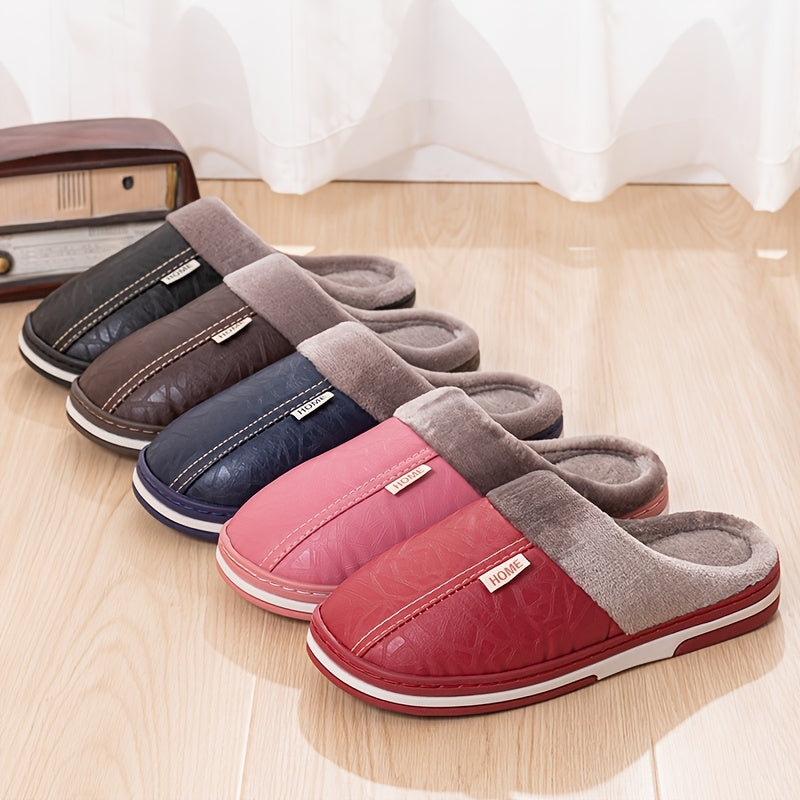 Pantoufles homme chaudes et confortables, doublure en peluche douce, chaussures d’intérieur antidérapantes idéales pour la chambre en hiver, disponibles en grandes tailles.