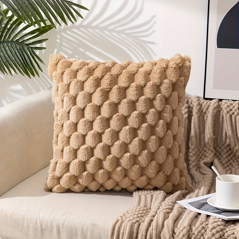 Coussin avec garniture ultra doux et moelleux, à motif imprimé sur une seule face. Housse pelucheuse imitation fourrure pour une décoration chaleureuse et élégante du salon, du canapé, du lit ou de toute pièce de la maison.