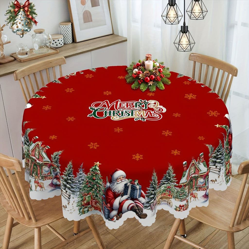 Nappes de Noël  rondes et rectangulaires, nappe à motifs Père Noël, bonhomme de neige et sapin