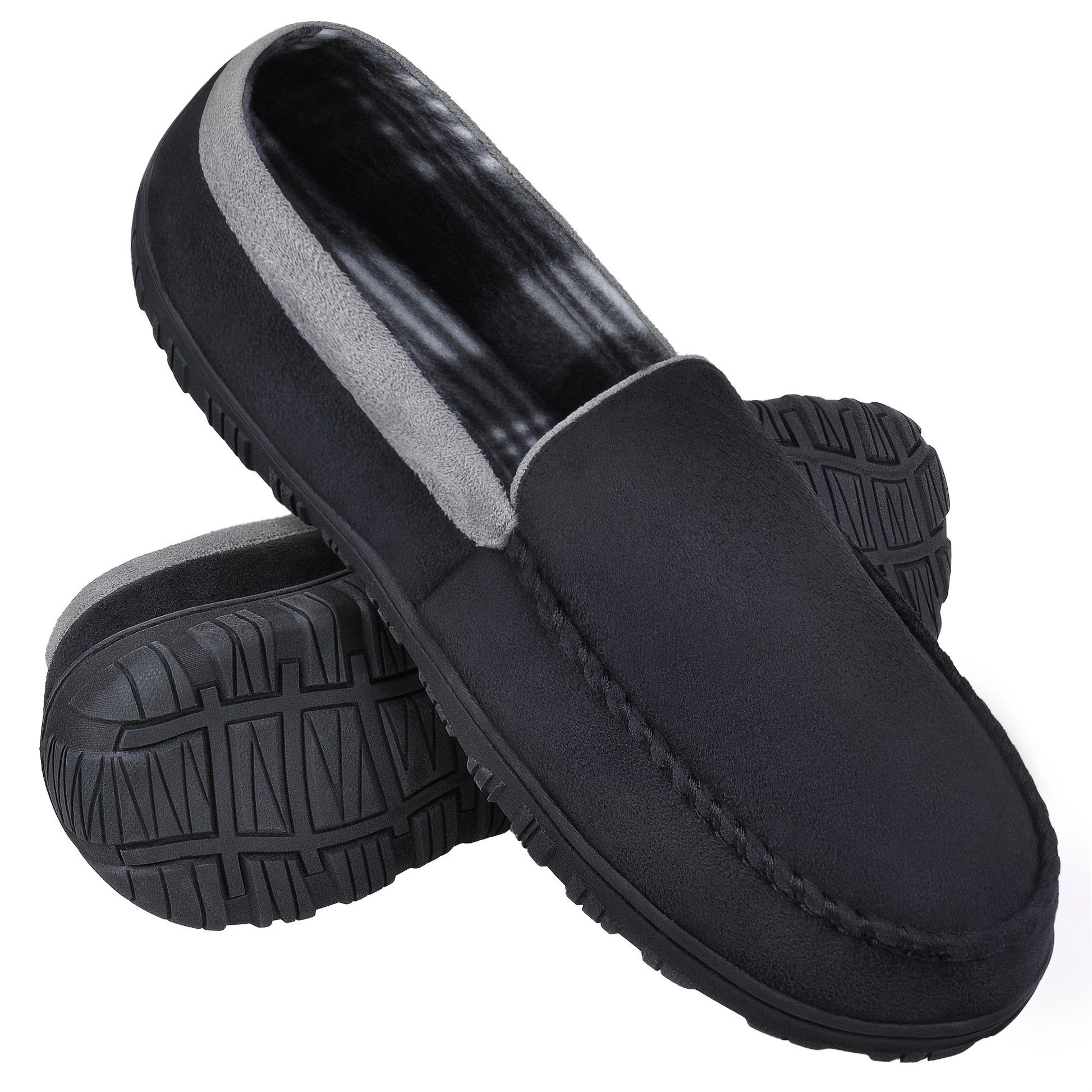 Pantoufles mocassin pour homme avec mémoire de forme, chaussure d'intérieur et d'extérieur avec semelle en caoutchouc.