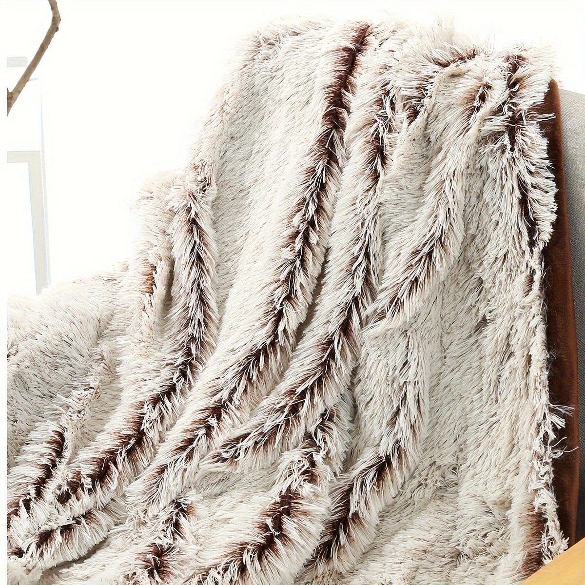 Couverture en fausse fourrure luxueuse de style français – Plaid décoratif polyvalent en polyester doux pour lit, canapé et voiture – Couverture tissée toutes saisons, chaude et confortable pour la maison et le bureau