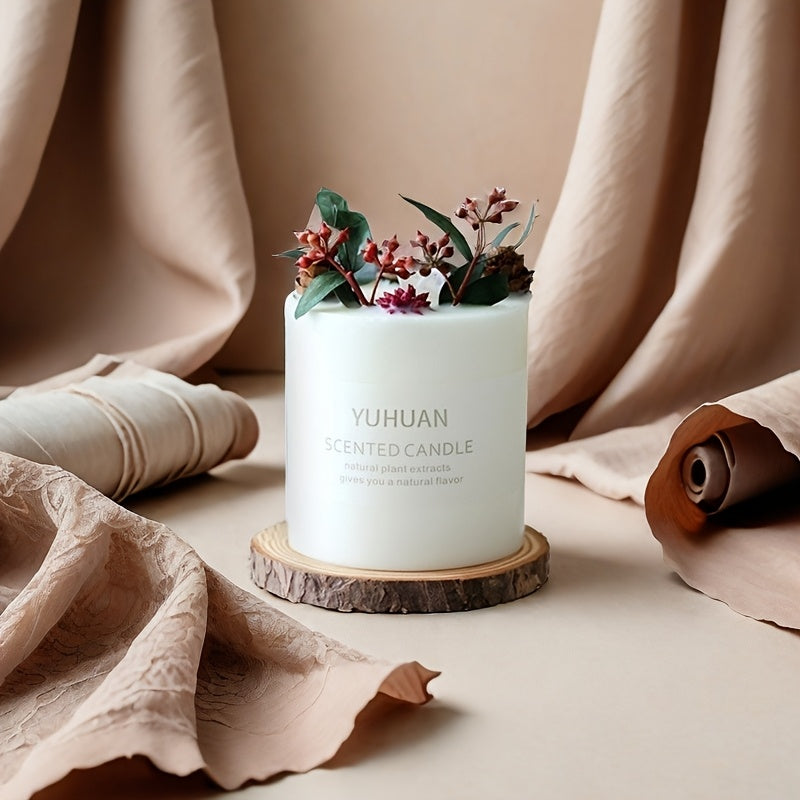 Bougie florale premium de 270 g avec fleurs séchées. Bougie décorative parfumée à la cire de soja, idéale pour la maison ou comme cadeau de Saint-Valentin.
