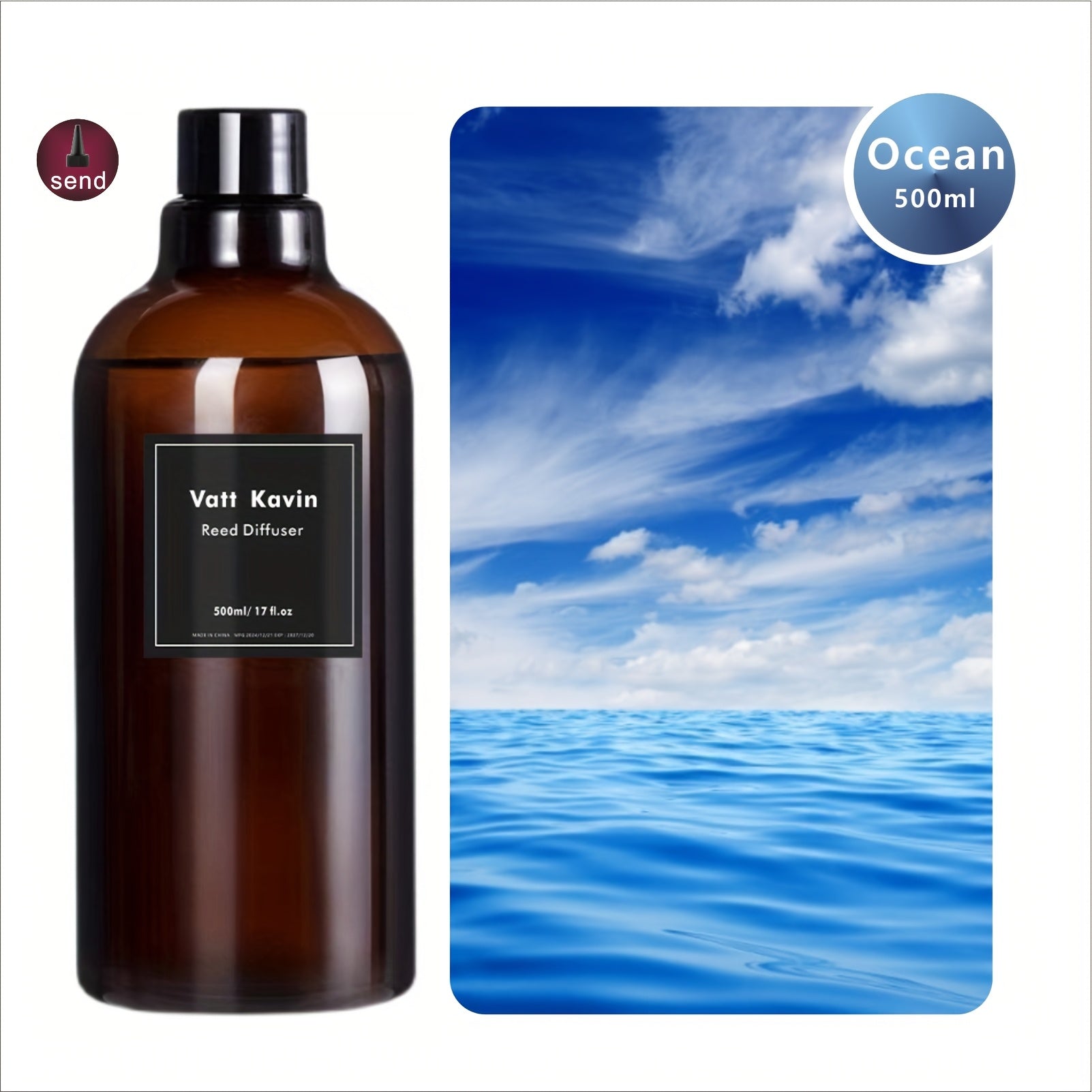 Recharge de grand flacon 500 ml pour diffuseur à bâtonnets – Mélange d’huiles essentielles hydrosolubles à base de rose, jasmin, lavande, pêche, citron, sauge et bien plus – Parfait pour sublimer l’air ambiant.