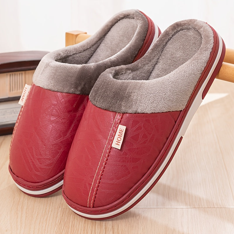 Pantoufles homme chaudes et confortables, doublure en peluche douce, chaussures d’intérieur antidérapantes idéales pour la chambre en hiver, disponibles en grandes tailles.