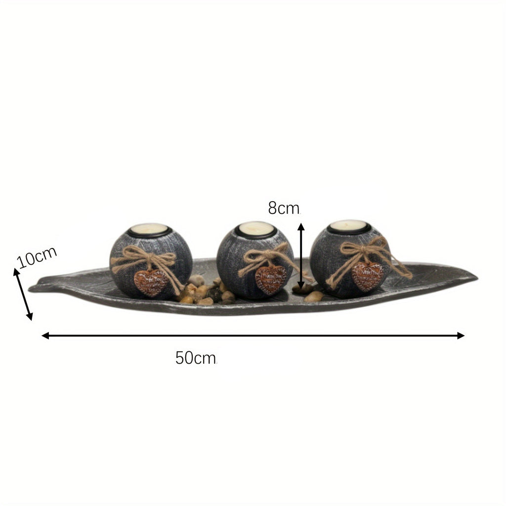 Ensemble rustique de bougeoirs en bois pour bougies , finition thermolaquée, décoration de table pour bureau, maison, mariage, anniversaire ou fête des mères